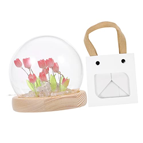 DONFAMDS 1 Satz DIY Tulip Nachtlicht Set Handwerksmaterial für Gemütliche im Schlafzimmer Rosa Tulpen und Geschenktüte für Geburtstage und Feiertage von DONFAMDS