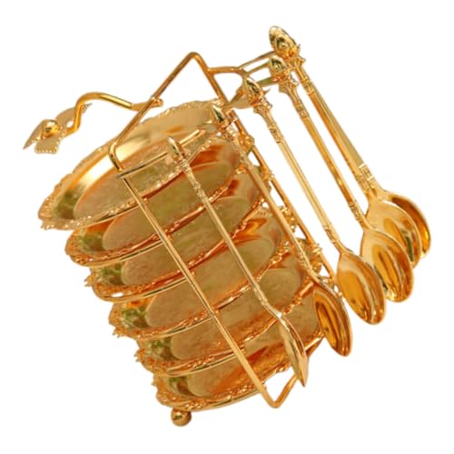 DONFAMDS 1 Satz Goldenes mit Kuchenplatten und Löffeln Dekorative Aufbewahrung für Snacks Früchte und Desserts Hochwertiges Tablett für Teestunden und Festlichkeiten DONFAMDS 1 Satz Goldenes mit Kuchenplatten und Löffeln Dekorative Aufbewahrung für Snacks Früchte und Desserts Hochwertiges Tablett für Teestunden und Festlichkeiten von DONFAMDS
