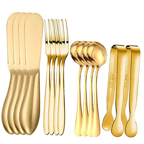 DONFAMDS 1Satz Teiliges Käsemesser aus mit Buttermesser Kaffeelöffel Dessertgabel und Zuckerzange Multifunktionales Küchenset für Käse Butter und Desserts von DONFAMDS
