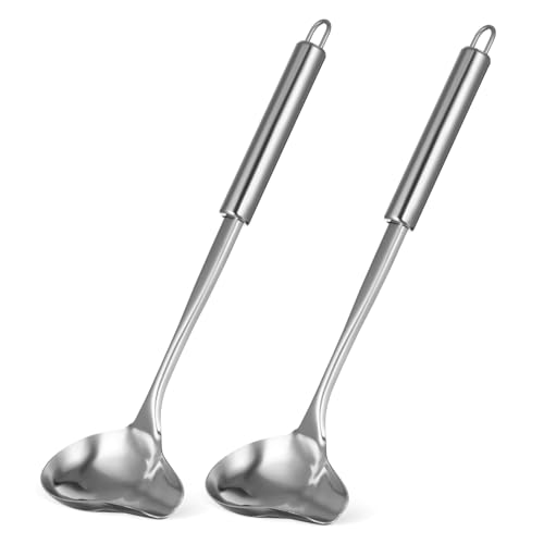 DONFAMDS 2Stücke Sauce Schöpfkelle mit Ausgießer für Präzises Servieren von Saucen Suppen und Eintöpfen Robuste und Langlebige Servierutensilien von DONFAMDS