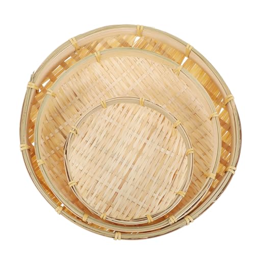 DONFAMDS 3 Stück Bamboo Sieb Teilig Handgefertigte Siebe für Obst und Gemüse Rustikale Aufbewahrung Praktische Küchenausstattung Dfcm Dfcm von DONFAMDS