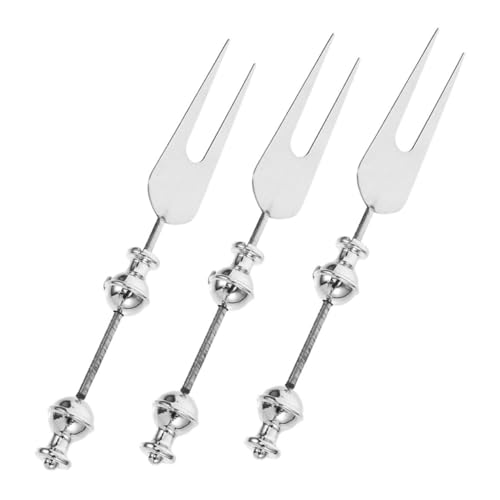 DONFAMDS 3 Stück Fruchtgabel Steakgabel - Fleischgabel Aus Edelstahl Mini-gabeln Austerngabel Edelstahlgabeln Meeresfrüchtegabeln Vorspeisengabeln 201 Edelstahl Silver von DONFAMDS