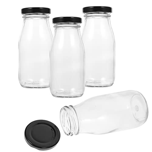 DONFAMDS 4Stücke Glasmilchflaschen mit Deckel zur Aufbewahrung von Milch Joghurt oder Säften Bruchsicheres Design Hygienisch für Schule und Büro DONFAMDS 4Stücke Glasmilchflaschen mit Deckel zur Aufbewahrung von Milch Joghurt oder Säften Bruchsicheres Design Hygienisch für Schule und Büro von DONFAMDS