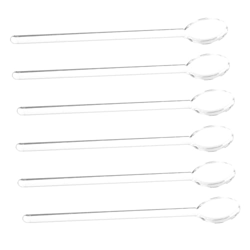 DONFAMDS 6Stücke Lange Griff Mischlöffel Hochtemperaturbeständiger Rührlöffel für Desserts und Getränke Leicht zu Reinigen und Wiederverwendbar Transparentes Design von DONFAMDS