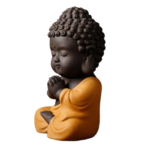 DONFAMDS Buddha Teehaustier Ornament aus Keramik Glattes Langlebiges Deko Objekt für Zen Stil Kleiner Buddha Figur für Stilvolle Tischdekoration von DONFAMDS