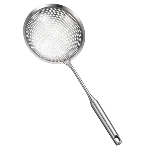 DONFAMDS Edelstahl Abtropflöffel Hitzebeständig Ergonomisch Geformter Griff Küchen Sieb für Frittieröl und Hot Pot zum Abseihen von Gemüse Fleisch und Teigtaschen von DONFAMDS