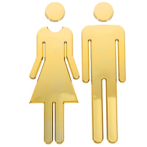 DONFAMDS Edelstahl Toilettenschild Set Gold Selbstklebend Langlebig Sichtbar für Damen Herren Wc Tür Geschäft Büro Restaurant von DONFAMDS