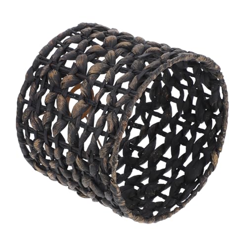 DONFAMDS Handgefertigter Lampenschirm aus Stroh Glühbirnenabdeckung Weihnachtslampenschirm Lichtschirm aufstecken Rattan Lampenschirm groß Lampenschatten Clip Korblampe Kürbisgras Schwarz von DONFAMDS