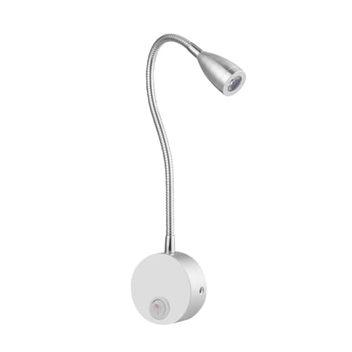 DONFAMDS LED Nachttisch wandleuchte mit Flexiblem Schwanenhals LED Leselampe in Gebürstetem Silber Weißes Licht Wandmontiert für Schlafzimmer Originelles Design Direktes Lesen von DONFAMDS