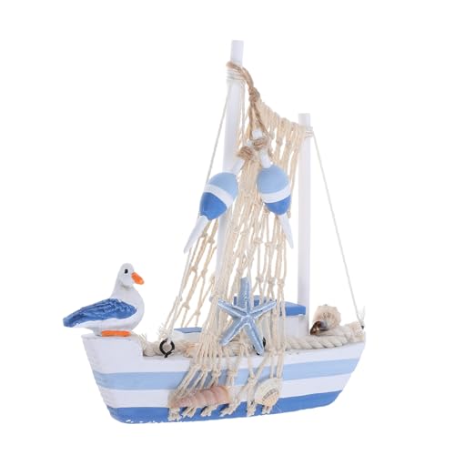 DONFAMDS Mediterranes Holz Segelboot Modell mit Seebird für Büro und Wohnzimmer Handgefertigt Kleine Tischdeko für Einladende DONFAMDS Mediterranes Holz Segelboot Modell mit Seebird für Büro und Wohnzimmer Handgefertigt Kleine Tischdeko für Einladende von DONFAMDS