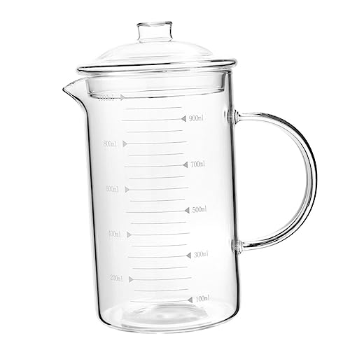 DONFAMDS Multifunktionaler Glasbecher Hitzebeständiger Wasserkocher aus Borosilikatglas Transparent mit Deckel für Kalte und Heiße Getränke Zuhause und Partys von DONFAMDS