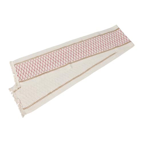 DONFAMDS Tassel Tischläufer Rustikaler Tischdeko Für Hochzeit Und Feste Gestreift Und Natur Für Gemütliche Essbereiche von DONFAMDS