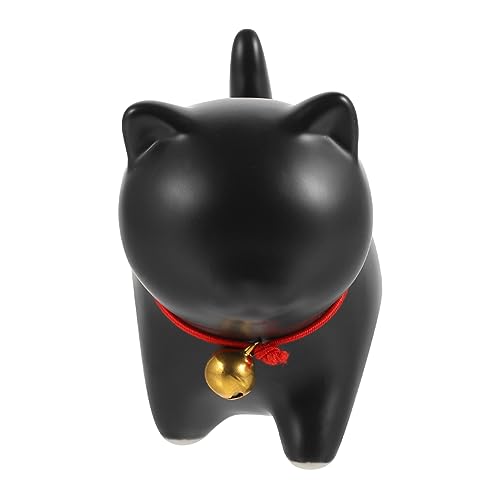 DONFAMDS Schmuck Aus Keramik Dekorativ Katzenverzierung Porzellan Ornamente Haustier Keramikkatze Figur Büroschmuck Home Cat Decor Katzenstatue Handwerk Kleines Katzenmodell Black von DONFAMDS