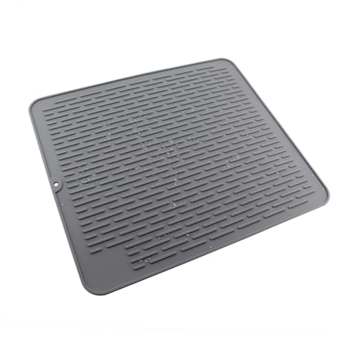 DONFAMDS Silikon Abtropfmatte mit Tiefen Rillen Dicke Geschirr Trockenmatte für Küche und Bar Rutschfestes Drain Tray für Besteck Obst und Gemüse Langlebig und Leicht zu Reinigen von DONFAMDS