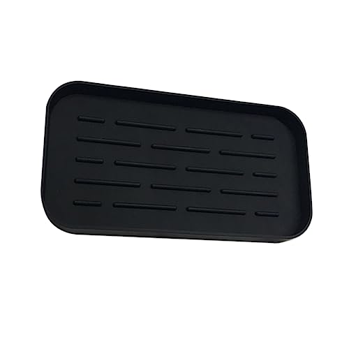 DONFAMDS Silikon Abtropfmatte mit Tiefen Rillen Tragbare Spülbecken Organizer für Küche und Bad für Abtropfen von Geschirr und Küchenutensilien Schwarz von DONFAMDS