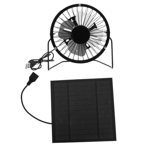 DONFAMDS Solarlüfter Outdoor-Fan wiederaufladbar Solar- Kühlung außen Kühlventilator tragbar Cool solarbetrieben Fans im Freien USB-Bürolüfter Mini-Desktop-Lüfter USB-Lüfter Schwarz von DONFAMDS