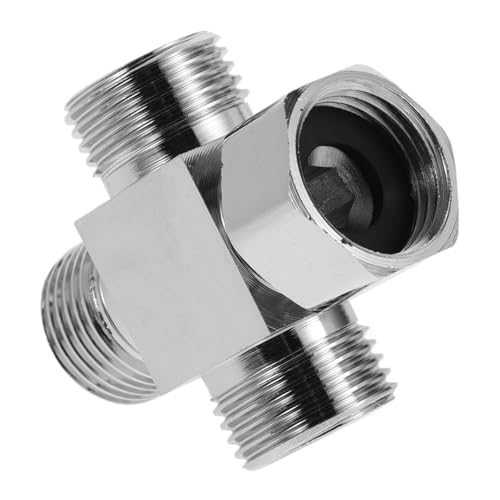 DONFAMDS Wege Wasserverteiler Robuster Faucet Diverter mit Kreuzform Auslaufsicherer Schlauchverbinder für Waschmaschine und Wasserhahn Eingang Ausgänge Flexibler Anschluss für Haushalt von DONFAMDS