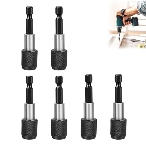 Bithalter Magnetisch 6er Set – Bit Verlängerung 1/4" Sechskant 60mm – Magnetischer Bithalter mit Schnellwechsel & Bit Halter für Bohrmaschine, Akkuschrauber, Schraubendreher (60mm) von DONGFENGLION