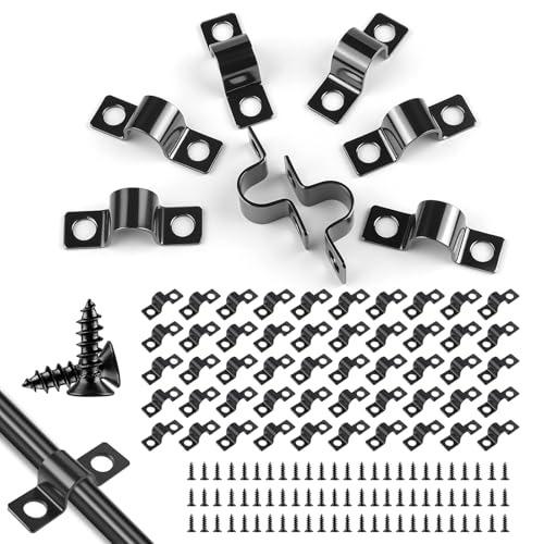 Doppelstabmattenzaun, 50 Stück Kohlenstoffstahl mit schwarz verzinkter Befestigungsschelle U-Rohrschellen, Kabelschellen mit 100 Schrauben, Befestigungsschelle Metall für Rohre, Leitungen von DONGFENGLION