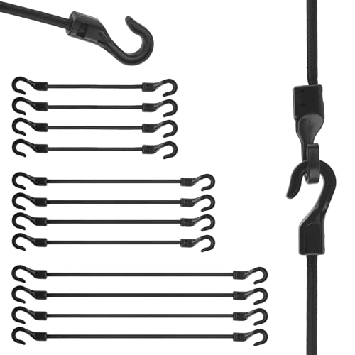 Spanngummi mit Haken 12 Stück – Verschiedene Längen 18/23/31 cm – Robuste Expander mit Haken, Flexibles Gummiband mit Haken, Strapazierfähige Spannbänder mit Haken für Gepäck, Auto, Camping von DONGFENGLION