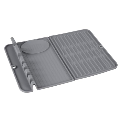Abtropfmatte Silikon, 1 Stuck Faltbare Trockenmatte Geschirr, 40x26 cm, Anti-Rutsch Spülmatte mit erhöhten Abtropfstreifen und Loch zum Aufhängen für die Küche im Freien Abtropfmatte Silikon, 1 Stuck Faltbare Trockenmatte Geschirr, 40x26 cm, Anti-Rutsch Spülmatte mit erhöhten Abtropfstreifen und Loch zum Aufhängen für die Küche im Freien von DONGKER