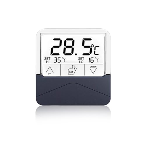 Aquarium Thermometer, Digital Aquarien Thermometer mit LCD-Display zum Kleben von außen, Touchscreen/Flash-Alarm, ℃/℉ Umschaltbar, für Süßwasser und Meerwasser von DONGKER