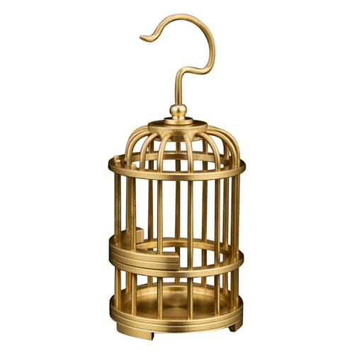 DONGKER Goldene Vogelkäfig Statue, Hohle Ästhetische Gold-Dekoration aus Messing, Vogelkäfig-Dekorationsornamente zum Aufhängen， Schreibtisch-Dekoration, Weihnachten, Neujahrsgeschenk von DONGKER