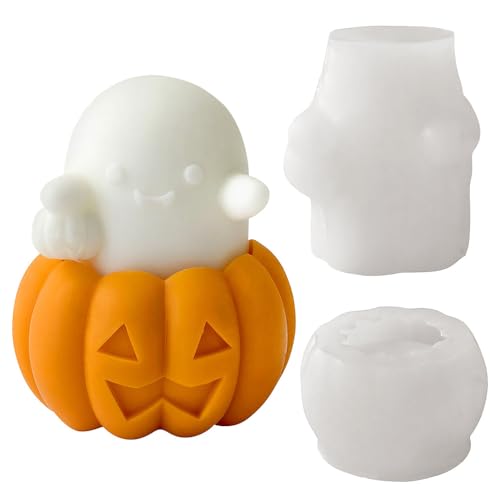 DONGKER Halloween Silikonform, 3D Herbst Kürbis Geist Gießformen, Silikon Epoxidharz Kerzenherstellung Formen zur Herstellung von Halloween-Dekorationen von DONGKER