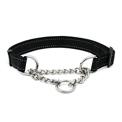 DONGKER Hundehalsband, 2,5cm Breit Reflektierende Nylon Halsbänder,Verstellbare Hunde Zughalsband für Kleine, Mittelgroße und Große Hunde von DONGKER