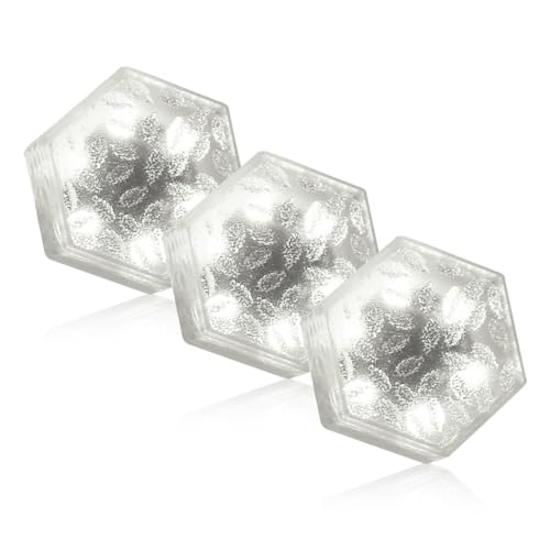 DONGKER Solar Pflasterstein Bodenleuchte Dekoleuchte, 3 Stück Acryl Solar-Ziegelstein-Lichter, Solar LED Ziegellicht mit Lichtempfindlicher Sensor für Garten, Weg, Terrasse, Gehweg-Dekoration von DONGKER