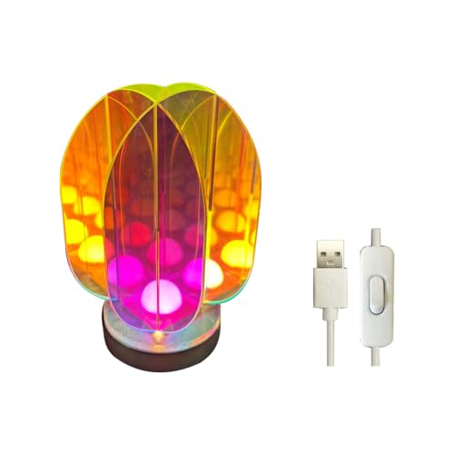 DONGKER Tischlampe, Bunte Acryl Nachtlicht, geometrische Kunst Transparente Nachttischlampe Stimmungslichter mit USB Kable für Schlafzimmer, Wohnzimmer-Wanddekoration von DONGKER