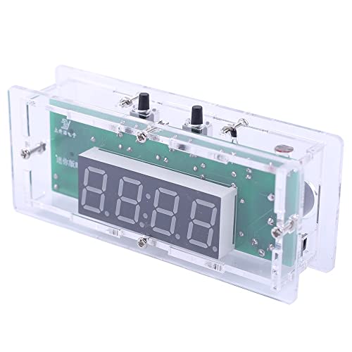 DONGKER Uhr-Bausätze, 4-stellige DIY Digital LED Uhr Kit mit Acrylschale, Zeit- und Temperatur -Alternative Anzeige, DIY Wecker Löten Praxis-Kit für Anfänger zum Erlernen der Elektronik von DONGKER