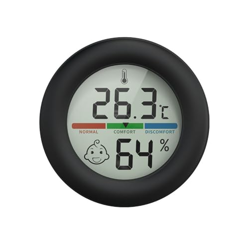 Digital Thermometer Hygrometer, Mini Runde Temperatur Luftfeuchtigkeit Magnetisches Messgerät Gauge mit LCD-Bildschirm für Gewächshaus Startseite Büro von DONGKER