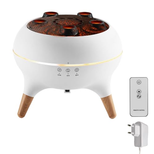 Flammen Aroma Diffuser, 250 ml Luftbefeuchter mit 2 Sprühmuster, 7 Farben LED-Licht und 4 h/8 h Timer, Air Diffuser Humidifier mit Fernbedienung für Schlafzimmer, Büro, Yogastudio, Massageraum von DONGKER