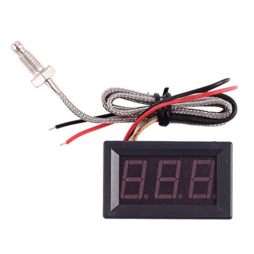 Hochpräzisions Thermometer Industriethermometer Hochtemperatur LED Anzeige mit Thermoelement K Typ,M6 Sonde,DC 4.0V-28V von DONGKER