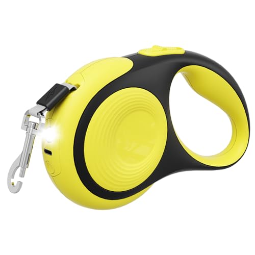 Hunde Rollleine mit LED Licht, 3/5 m Einziehbar Hundeleine, 360° Verwicklungsfrei Ausziehbar Leine mit Bequemen Griff für kleine und mittelgroße Hunde bis zu 30 kg von DONGKER