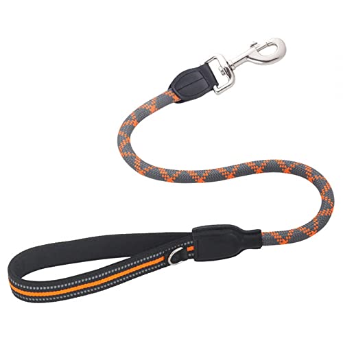 Kurze Hundeleine, 80cm/31,5'' Seil-Verkehrsleine mit gepolstertem Griff, Hunde Trainingsleine Seil mit Reflektierenden Fäden für kleine, mittelgroße und große Hunde bis zu 40-110 LBS von DONGKER