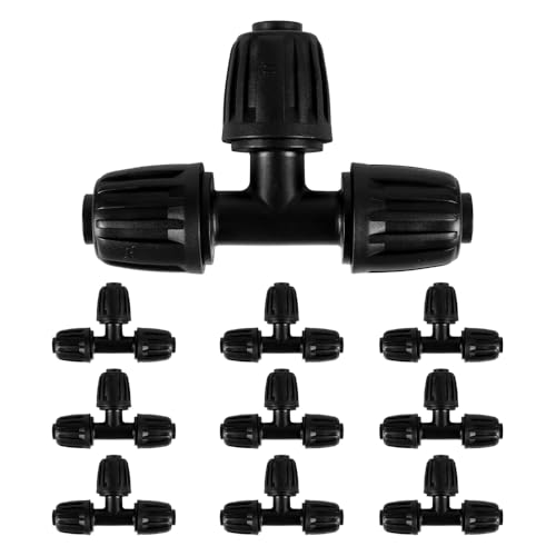 DONGKER Micro-Drip-T-Stück 1/2 Zoll, 10 Stück Kunststoff Verbindungsstück für 13 mm Verlegerohre, T-förmige Barbed Garten Schlauch Verbinder für Sprinkler- und Garten-Tropfbewässerungssysteme DONGKER Micro-Drip-T-Stück 1/2 Zoll, 10 Stück Kunststoff Verbindungsstück für 13 mm Verlegerohre, T-förmige Barbed Garten Schlauch Verbinder für Sprinkler- und Garten-Tropfbewässerungssysteme von DONGKER