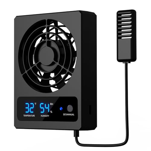 Reptile Terra Fan Lüfter, Intelligenter LED Lüftungsventilator Luftsystem, Reptilien Belüftungsventilator mit Halterung für Regenwald-Terrarium, Amphibien, Reptilien, Schwarz Reptile Terra Fan Lüfter, Intelligenter LED Lüftungsventilator Luftsystem, Reptilien Belüftungsventilator mit Halterung für Regenwald-Terrarium, Amphibien, Reptilien, Schwarz von DONGKER