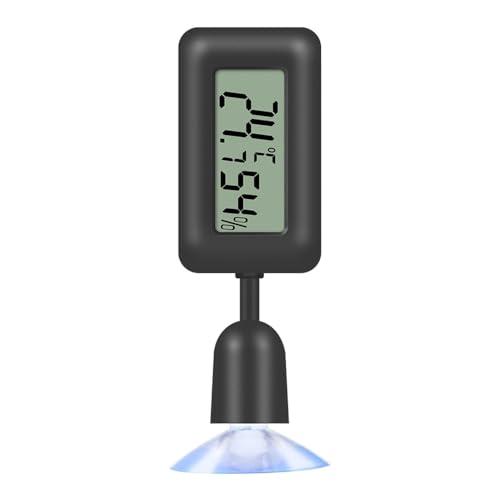 Reptilien Thermometer Hygrometer, Digital Aquarium Hygro-Therm, 360° Rotation Terrarium Luftfeuchtigkeit Messer mit Saugnapf für Schildkröte Schlange Eidechse Spinne Pflanzenbox von DONGKER