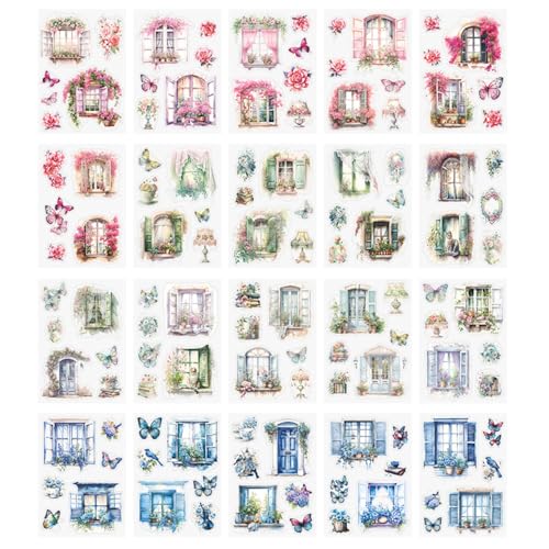 Scrapbooking Aufkleber, 20 Blatt PET Blumen Aufkleber Pflanzen Sticker, wasserfeste Blumenaufkleber für Scrapbook Fotoalbum Sammelalbum Laptops Handwerk Scrapbooking Aufkleber, 20 Blatt PET Blumen Aufkleber Pflanzen Sticker, wasserfeste Blumenaufkleber für Scrapbook Fotoalbum Sammelalbum Laptops Handwerk von DONGKER