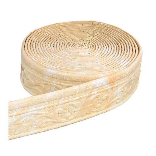 Selbstklebend Zierleiste, 3D Wandkantenlinien, 10m x 8cm, Flexible Fussleisten aus Polyethylen für Spiegel, Möbel, Türen, Kleiderschränke, Rahmen, Wandkanten, Heimdekoration von DONGKER