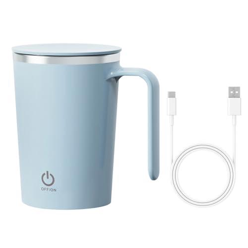 Selbstrührende Tasse mit Deckel, 350ml Automatische Magnetische Rührtasse, USB Wiederaufladbar Selbstrührender Kaffeebecher mit Griff für Kaffee, Milch, heiße Schokolade von DONGKER