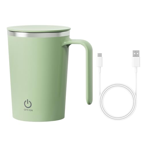 Selbstrührende Tasse mit Deckel, 350ml Automatische Magnetische Rührtasse, USB Wiederaufladbar Selbstrührender Kaffeebecher mit Griff für Kaffee, Milch, heiße Schokolade von DONGKER
