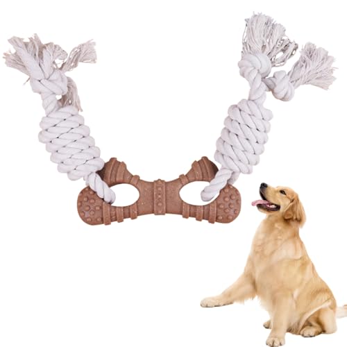 Spieltau für Hunde, 1 Stück Kauspielzeug Seil für Aggressive Kauer, Langlebiges Zerr- und Beißspielzeug mit natürlichem Baumwollseil und Holz-Kunststoff-Knochen für mittelgroße bis große Hunde Spieltau für Hunde, 1 Stück Kauspielzeug Seil für Aggressive Kauer, Langlebiges Zerr- und Beißspielzeug mit natürlichem Baumwollseil und Holz-Kunststoff-Knochen für mittelgroße bis große Hunde von DONGKER