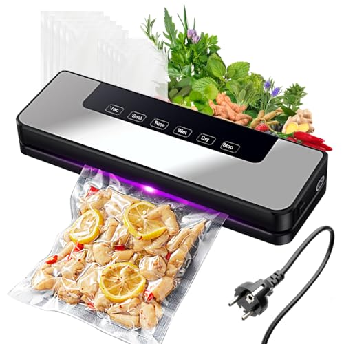Vakuumiergerät, 5-in-1 Vacuumiergeraet, 65KPa Saugkraft, 30cm Schweißlänge, Folienschweißgerät für Trockene und Feuchte Lebensmittel (uninkl Vakuumier-Beutel) von DONGKER