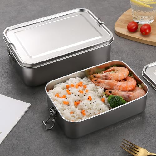 DONGKIKI Brotdose Edelstahl Lunchbox Auslaufsicher 800ml Umweltfreundlich Brotdosen Metalldosen Mit Deckel Edelstahl Brotdose Für Picknick Im Freien, Erwachsene Und Kinder von DONGKIKI