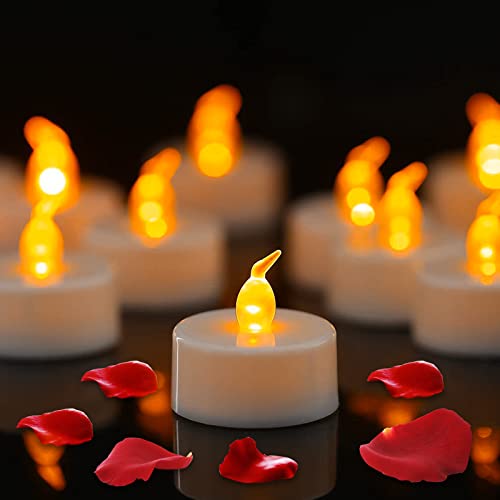 DONGQI 24 Stück LED Teelichter, Flammenlose Led Kerzen,Elektrische Gefälschte Kerze mit Flackernd Lichter, Teelichter für Weihnachten, Ostern, Hochzeit, Party Dekoration (Warmes Gelb) von DONGQI