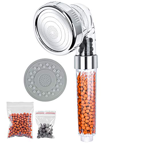 Handbrause, Duschkopf Filtration Duschkopf mit 3 Strahlarten und 3 Austauschbar Duschkopf Kalk Filter, Wassersparend Druckerhöhend Duschkopf für Sprühung Massage und MischungHandbrausen von DONGQI