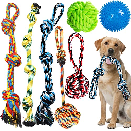 Hundespielzeug Seil für Starke große Hunde, 7PCS Alle XL Hundespielzeug Seil für Große und Mittlere Hund - Robust Seil Hundespielzeug für Aggressive Kauer -Hundespielzeug Ball von DONGQI
